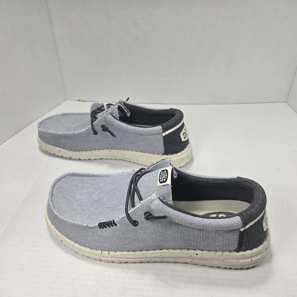 Hey Dude Wally Coastline Jute Slip-ons In Stone White Blue Colors Men's Size 11